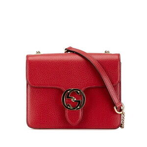 GUCCI Authentic Red Leather Shoulder Bag